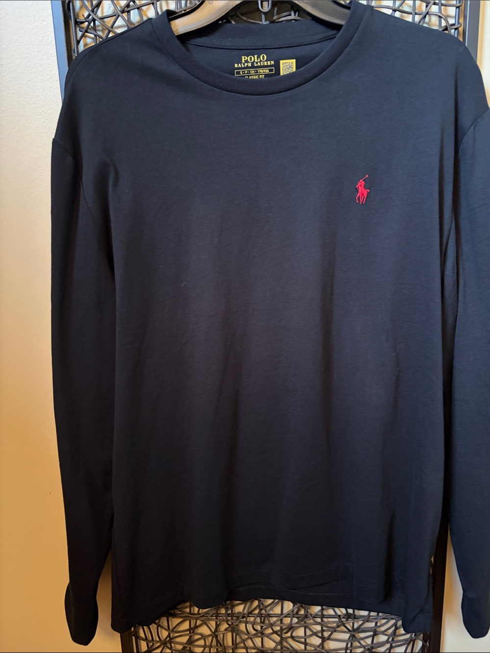 Polo by Ralph Lauren Black Long Sleeve Crewneck T-shirt with Red Pony Logo